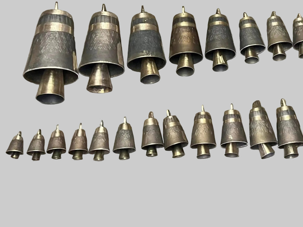 Greek handmade brass sheep & goat bells complete set No1-No10 with FREE leather collars