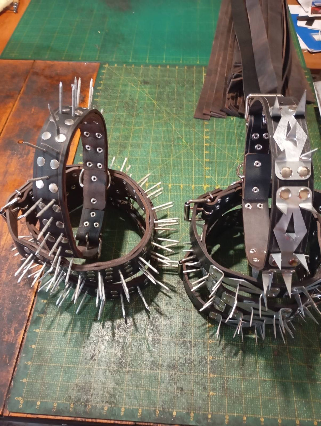 Dog collar with perimeter protection sheet steel nails