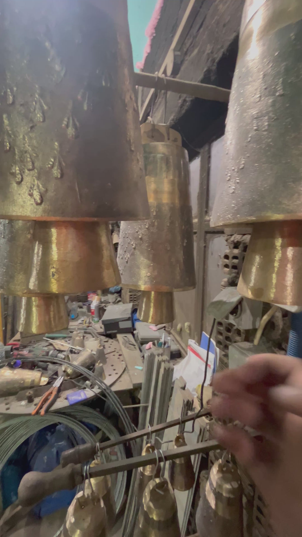 Greek handmade bells No. 1 to No. 18 in a sound series for animal and decoration